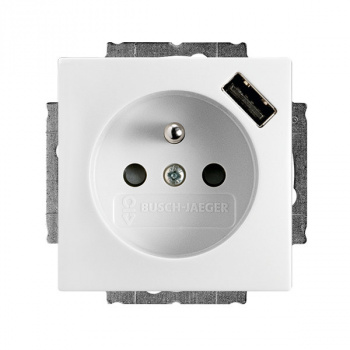 ABB Basic55 - Zásuvka s USB (biela) 2017-0-0878