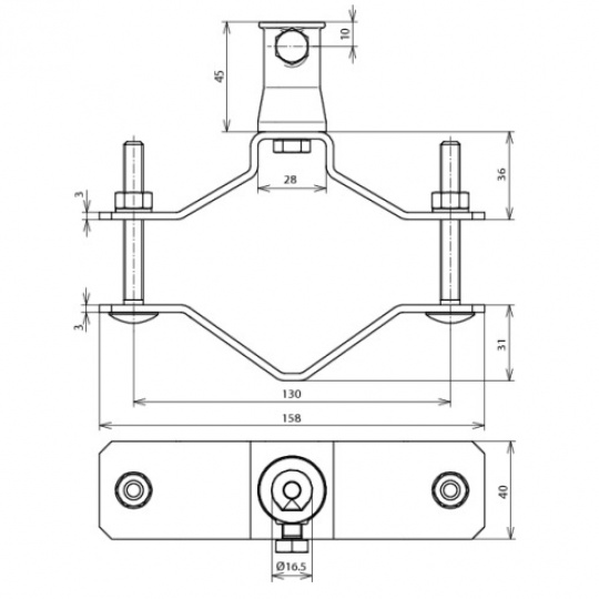 DEHN 106353 Oddialený zvod GFK16 - puzdro pre dilatáciu s príchytkou na rúru 70-90mm