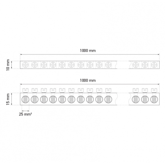 Svorkovnica mosadzna E 10x15/25-1 (10x15x1000mm) 125A