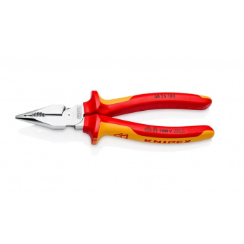 KNIPEX 0826185 Kombinované úzke ploché kliešte, chrómované izolované viaczložkovými návlekmi, certifikácia VDE