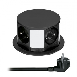 Solight PP100-B výsuvný blok zásuviek, 4 zásuvky (čierny)