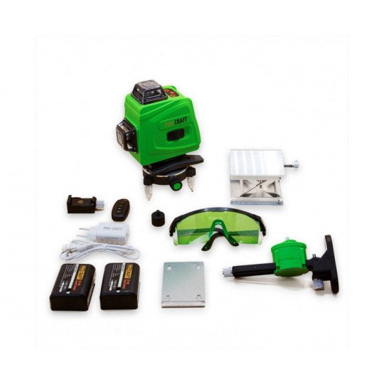 Procraft LE-4G Zelený čiarový laser, krížová samonivelačná rovina