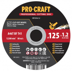 klikni pre zväčšenie Procraft CD125x1.2 Rezný kotúč