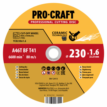 klikni pre zväčšenie Procraft YСD230x1.6 Rezný kotúč s keramickým zrnom