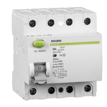 NOARK 108363 Ex9L-N 4P 63A A 30mA Prúdový chránič, Icn=6kA, 4-pól, In=63A, IΔn=30mA, typ  A