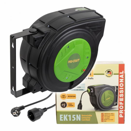 Procraft EK15N Samonavíjací predlžovací kábel, bubon 230V 15m 3200W