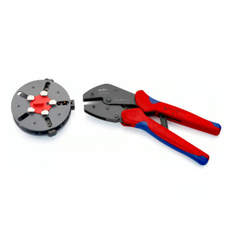 KNIPEX 973301 MultiCrimp Pákové lisovacie kliešte s výmenným zásobníkom s multi-komponentnými úchopmi leštené 250 mm