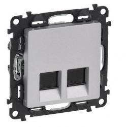 Legrand VALENA LIFE Dátová zásuvka dvojitá 2xRJ45 Cat.5e FTP hliník 753354