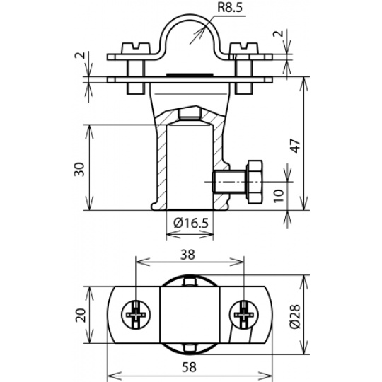 DEHN Držiak tyče 16mm pre dištančnú izolovanú tyč 16mm (106129)