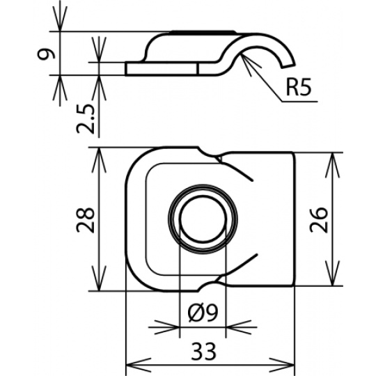DEHN Držiak vedenia príložka pre drôt 6-9mm diera 9mm (390110)